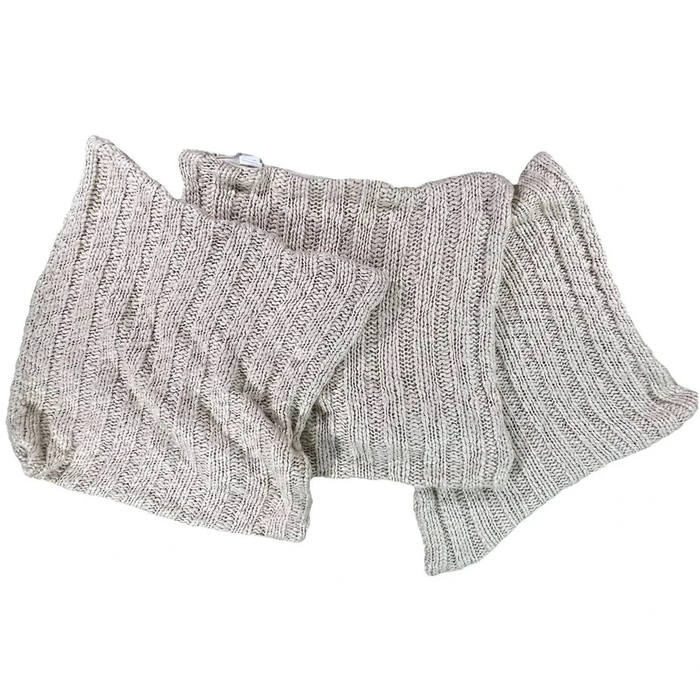 Pottery Barn Knit Pillow Shams Standard Neutral Beige 24